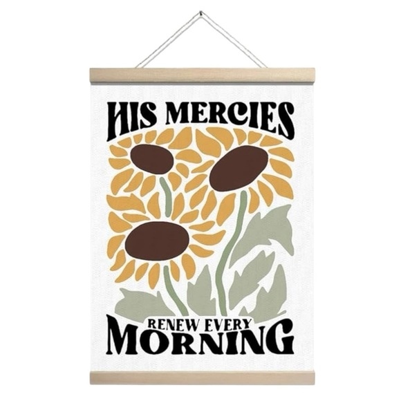 Bible Verse Mercies Floral Wall Art with Wood Hanger - Picture 1 of 4